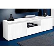 Porta tv moderno L.180 cm, colore Bianco Lucido