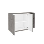 Madia con 2 ripiani e 2 ante con disegni geometrici in finitura Beton