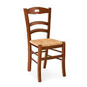 Sedia in legno finitura noce con seduta in paglia