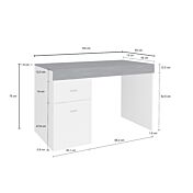 Scrivania 1 anta e 1 cassetto bianco lucido e ardesia, made in Italy