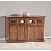 Credenzina in legno finitura noce arte povera, con 4 porte e 4 cassetti 130x85