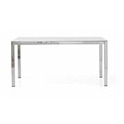 Tavolo allungabile in vetro, apertura con binario