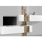 Parete attrezzata moderna finitura Bianco lucido e Pero