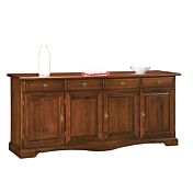 Credenza in legno finitura noce arte povera, con 4 porte e 4 cassetti 205x86