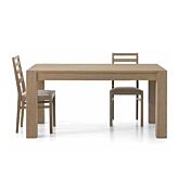 Tavolo di design in legno, finitura rovere seppia spazzolato, apertura con binario