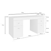 Scrivania 2 ante e 2 cassetti bianco larice e bianco lucido, made in Italy