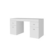 Scrivania 2 ante e 2 cassetti bianco larice e bianco lucido, made in Italy