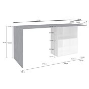 Scrivania bianco lucido e ardesia, con vani contenitore, made in Italy