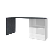 Scrivania bianco lucido e ardesia, con vani contenitore, made in Italy