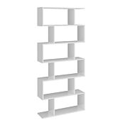 Libreria verticale, colore bianco lucido, 6 ripiani, made in Italy