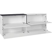 Madia moderna con 4 ribalte in finitura Bianco lucido e Ardesia