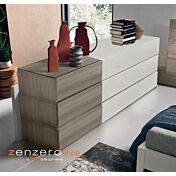 Comò maxi Bicolor con 6 cassetti di alta qualità in Frassinato bianco e Olmo