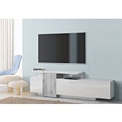 Porta tv moderno bianco e beton, made in Italy