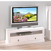 Porta Tv Moderno di Design, in Legno di Pino Massello Bianco P.45