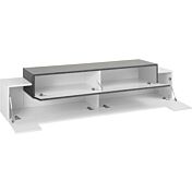 Mobile porta tv moderno L.200 con 3 ante in finitura Bianco lucido e Ardesia