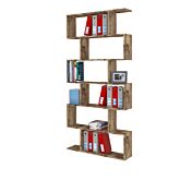 Libreria moderna verticale, colore pero, 6 ripiani, made in Italy
