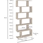 Libreria moderna verticale, colore pero, 6 ripiani, made in Italy