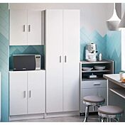 Armadio multiuso con 3 ripiani, 2 ante, finitura bianca