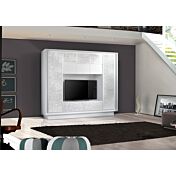 Parete attrezzata Bianco Opaco con Serigrafia Floreale