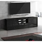 Composizione in Marmo Lucido nero formata da Porta TV e Vetrina di lusso