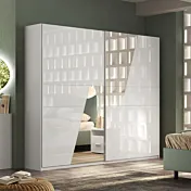 Armadio scorrevole in finitura Bianco lucido con specchi diagonali bronzati Zenzero Shop