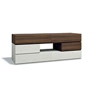 Comò particolare  con 6 cassetti e un vano a giorno di alta qualità in finitura Frassinato bianco e Quercia brown