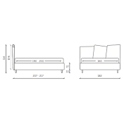 Letto matrimoniale Alkes in ecopelle in finitura grigio seta, bianco panna e tortora