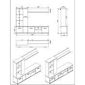 Parete attrezzata di design finitura Rovere e Carbone