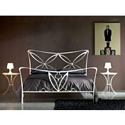 Letto in ferro battuto Smith, colore bianco confetto, made in Italy