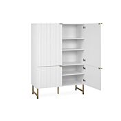 Madia contenitore alta moderna 2 ante, bianco opaco con dettagli dorati