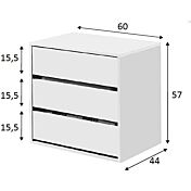 Cassettiera interna armadi a 3 cassetti, finitura Bianco
