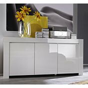 Credenza Moderna, Madia di Design, 3 ante, Bianco Lucido, Alba