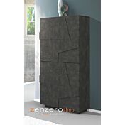 Scarpiera a 4 ante con disegni geometrici in finitura Ardesia