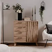 Madia 1 anta e 4 cassetti finitura Quercia del Nord