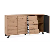 Credenza 3 ante e 4 cassetti, stile nordico