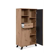 Madia alta stile nordico, finitura Rovere Oak e Antracite aperta