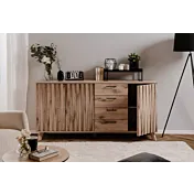 Credenza 3 ante e 4 cassetti, finitura Quercia del Nord