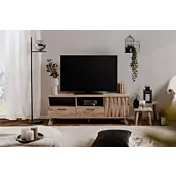 Porta TV con 1 anta e 2 cassetti, finitura Quercia del Nord