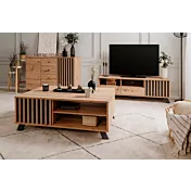 offerta Soggiorno completo stile nordico, finitura Rovere Oak e Antracite