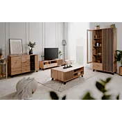 Soggiorno completo stile nordico, finitura Rovere Oak e Antracite