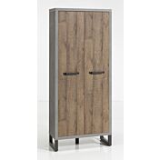 Composizione d'ingresso Industry con Armadio e Panca, Cemento e Rovere invecchiato