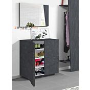 Moderna Scarpiera a 2 ante con disegni geometrici in finitura Ardesia, Made in Italy