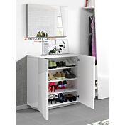 Scarpiera a 2 ante con disegni geometrici in finitura Bianco lucido