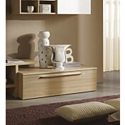 Parete attrezzata finitura Olmo Perla, frontali e elemento sospeso in Bianco Seta