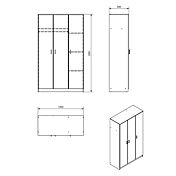 Armadietto multiuso 3 ante, finitura Rovere