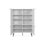 Madia contenitore alta moderna 2 ante, bianco opaco con dettagli dorati