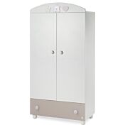 Culla moderna Baloo con ruote, finitura Choco con decori