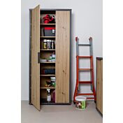 Armadio due ante Rovere chiaro e Grigio smoke, Made in Italy