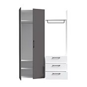 Armadietto con appendiabiti da ingresso, finitura Bianco e Grigio wolfram