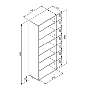 Armadietto Kara multiuso con 2 ante e 6 ripiani, in finitura Quercia ed effetto Rafia